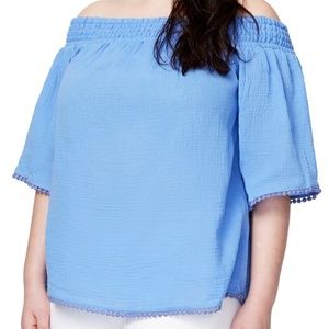 Rachel: Rachel Roy Off The Shoulder Top - Sky Blue